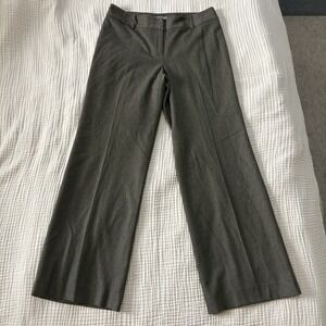 Ann Taylor Trousers Size 10 Brown Wool Cashmere Wide Dress Pants Cuffed Hems
